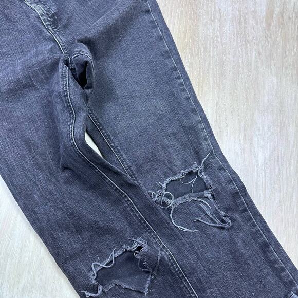ASOS Faded Black Distressed Ripped Grunge Edgy High Rise Skinny Denim Jeans 26 - Picture 7 of 16
